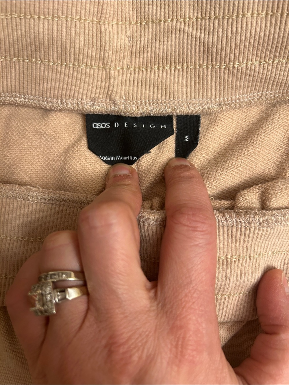 ASOS Men's Drawstring Terry Shorts in Beige - Picture 2 of 3